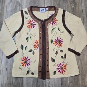 Storybook Knits Women's Plus Size Vintage Decorative Knit Sweater Cardigan Sz 1X